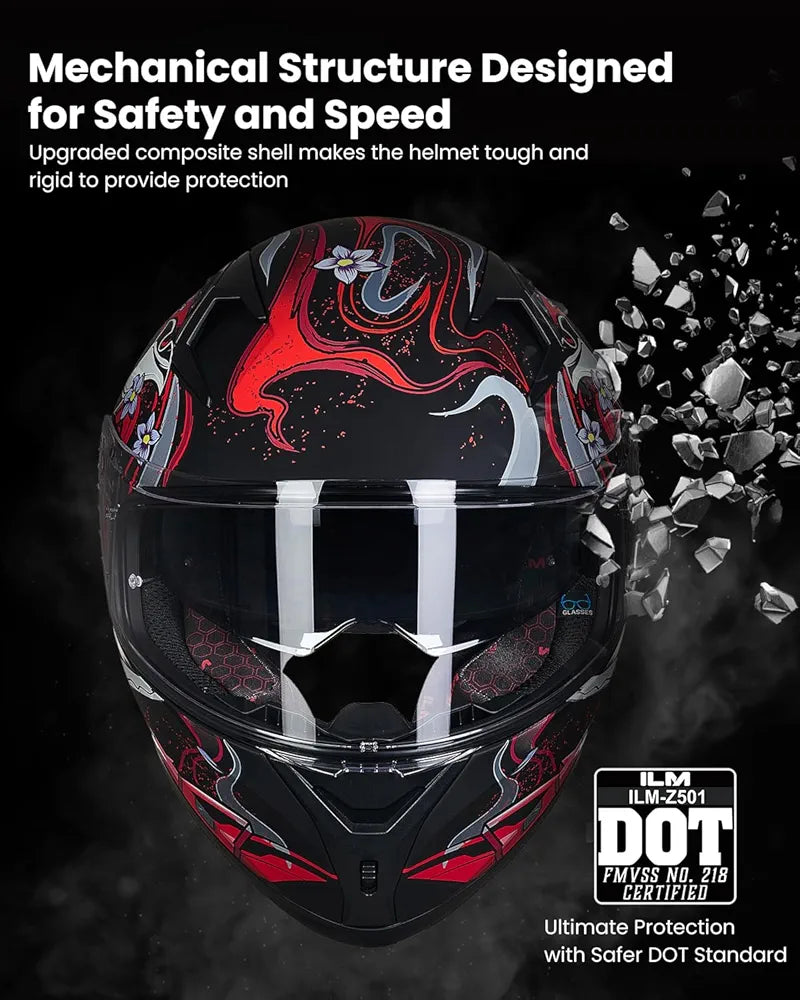 ILM Motorcycle Helmet Full Face Casco DOT Model Z501.  ⭐⭐⭐⭐⭐ (4.9/5)