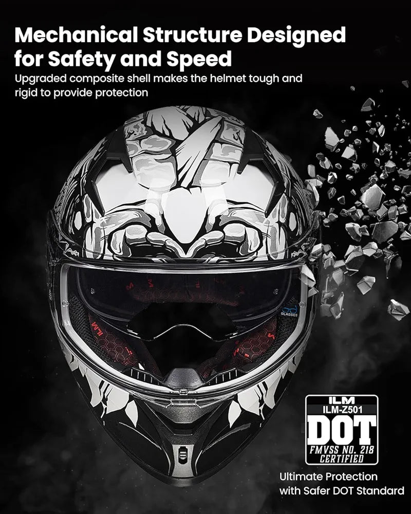 ILM Motorcycle Helmet Full Face Casco DOT Model Z501.  ⭐⭐⭐⭐⭐ (4.9/5)