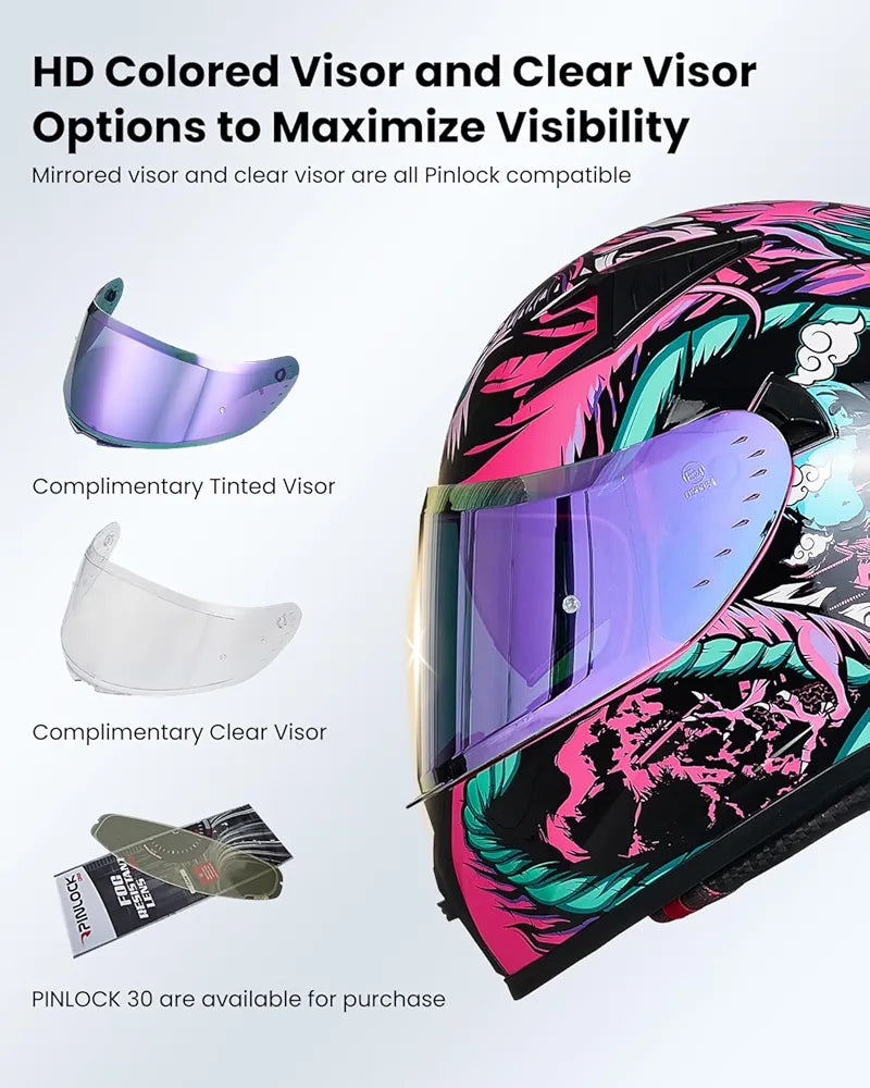 ILM Motorcycle Helmet Full Face Casco DOT Model Z501.  ⭐⭐⭐⭐⭐ (4.9/5)