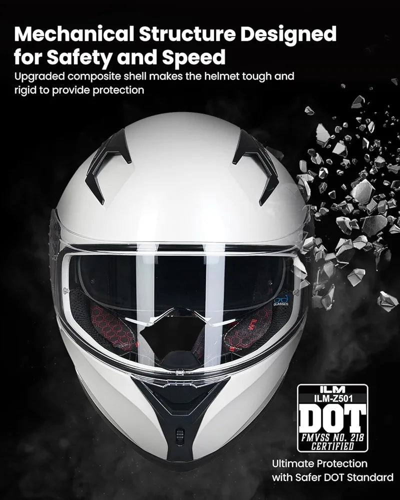 ILM Motorcycle Helmet Full Face Casco DOT Model Z501.  ⭐⭐⭐⭐⭐ (4.9/5)