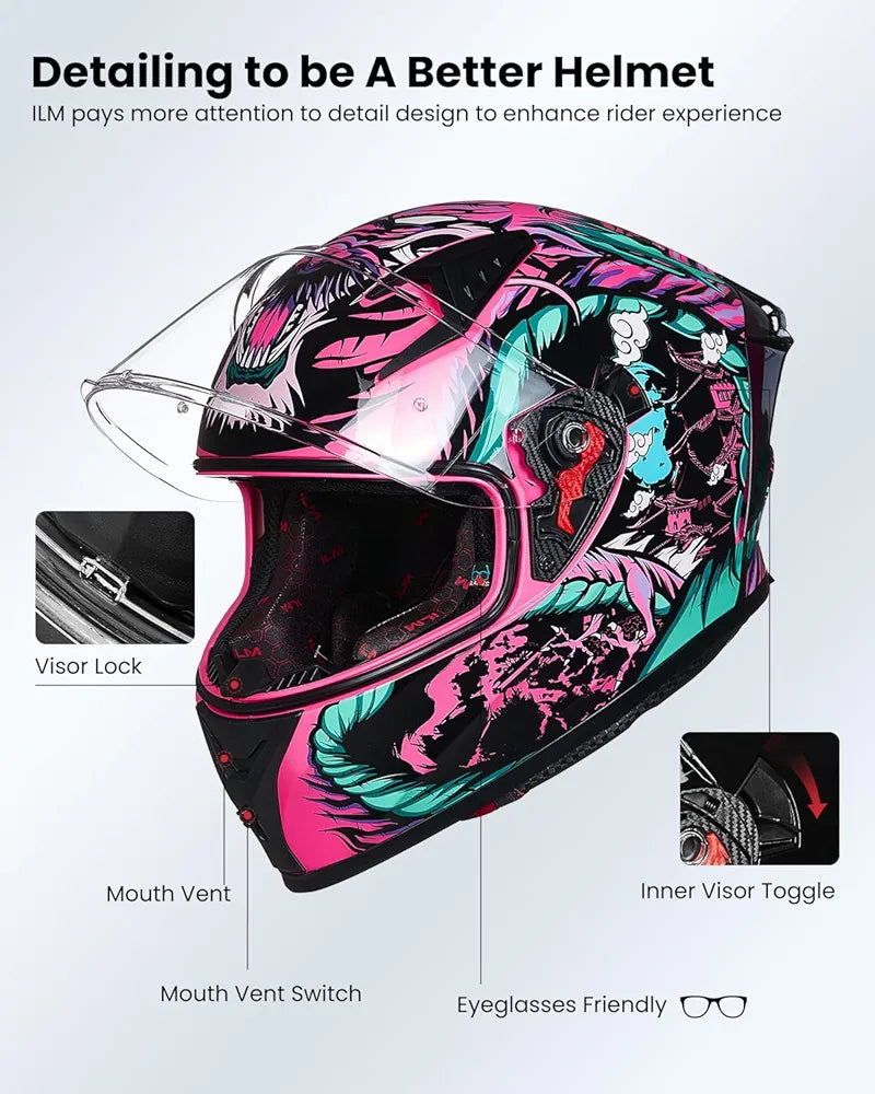 ILM Motorcycle Helmet Full Face Casco DOT Model Z501.  ⭐⭐⭐⭐⭐ (4.9/5)
