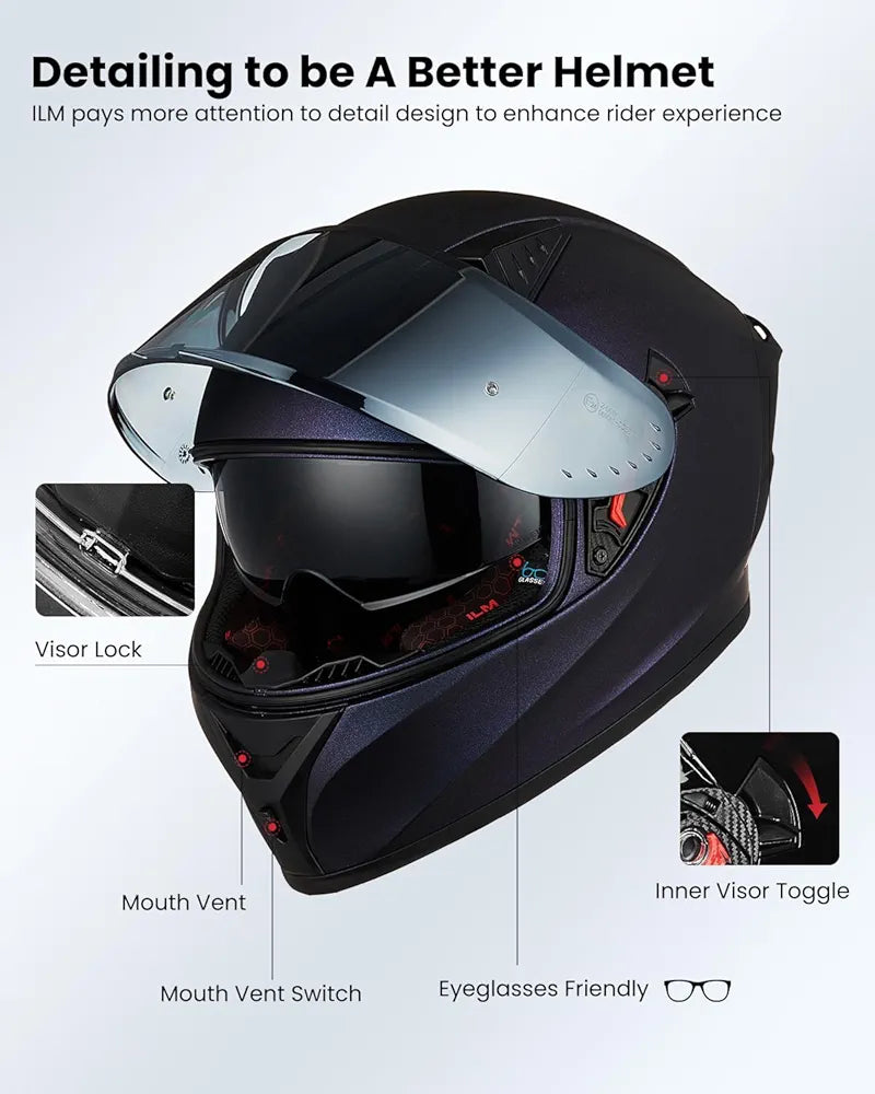 ILM Motorcycle Helmet Full Face Casco DOT Model Z501.  ⭐⭐⭐⭐⭐ (4.9/5)