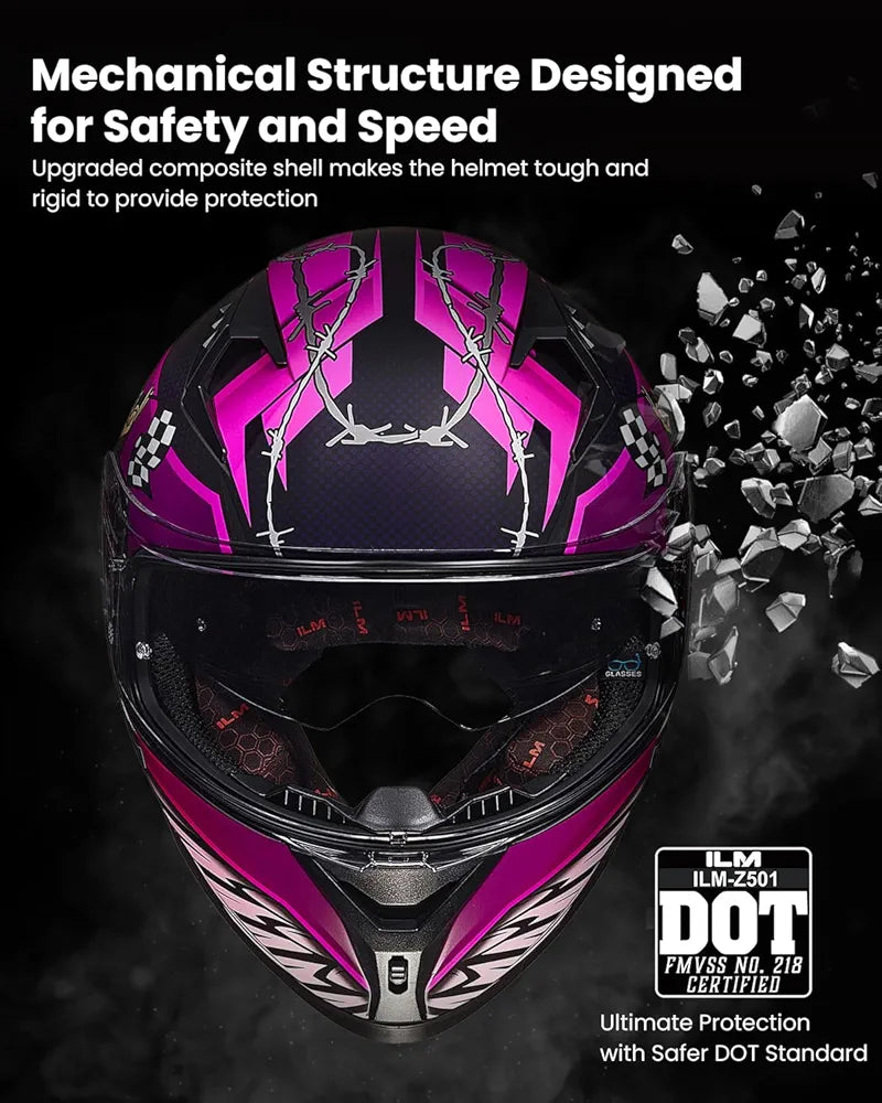 ILM Motorcycle Helmet Full Face Casco DOT Model Z501.  ⭐⭐⭐⭐⭐ (4.9/5)