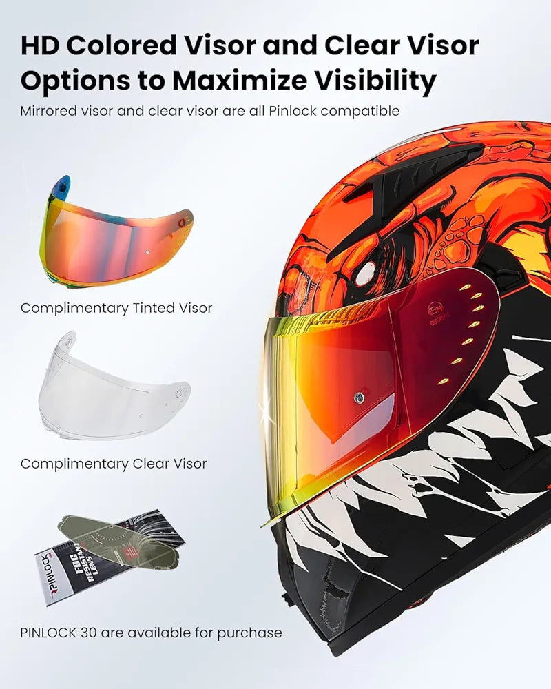 ILM Motorcycle Helmet Full Face Casco DOT Model Z501.  ⭐⭐⭐⭐⭐ (4.9/5)