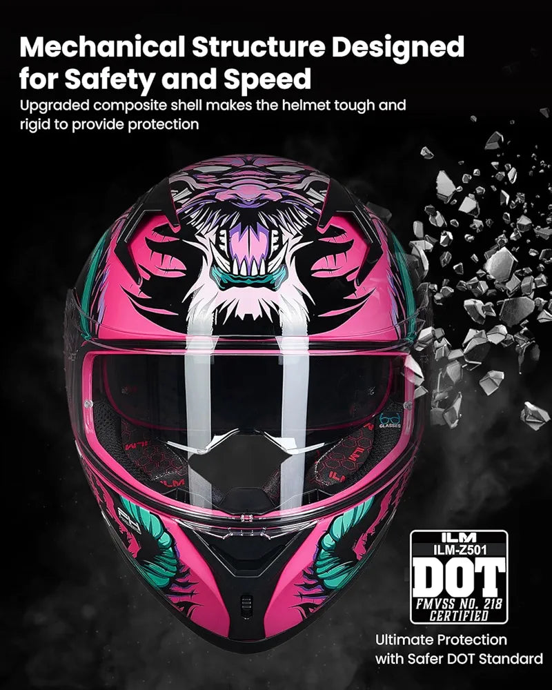 ILM Motorcycle Helmet Full Face Casco DOT Model Z501.  ⭐⭐⭐⭐⭐ (4.9/5)