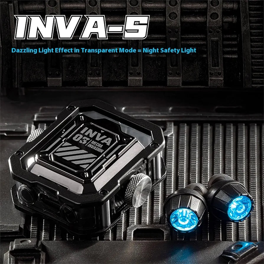 Mechanical Invasion INVA-S Mecha Wireless Bluetooth Headset, Jetpack Trendy Dazzle, Bluetooth 5.3, RGB Light Effect, in-Ear, for iOS or Android, for Running Sports，Silver.                      ⭐⭐⭐⭐⭐ (4.9/5)