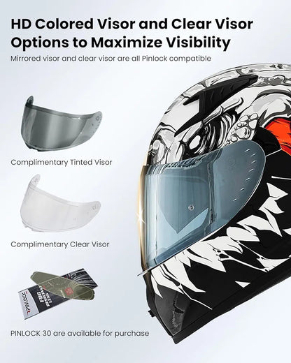 ILM Motorcycle Helmet Full Face Casco DOT Model Z501.  ⭐⭐⭐⭐⭐ (4.9/5)