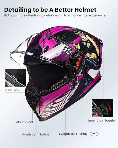 ILM Motorcycle Helmet Full Face Casco DOT Model Z501.  ⭐⭐⭐⭐⭐ (4.9/5)
