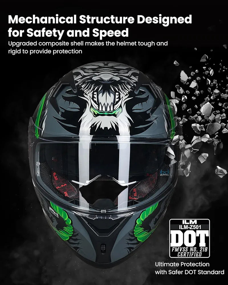 ILM Motorcycle Helmet Full Face Casco DOT Model Z501.  ⭐⭐⭐⭐⭐ (4.9/5)