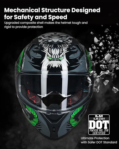 ILM Motorcycle Helmet Full Face Casco DOT Model Z501.  ⭐⭐⭐⭐⭐ (4.9/5)